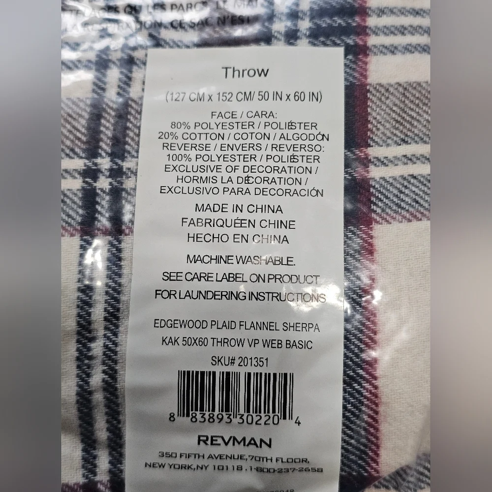 Eddie Bauer Sherpa & Brushed Fleece Edgewood Plaid Khaki Blanket. 50
